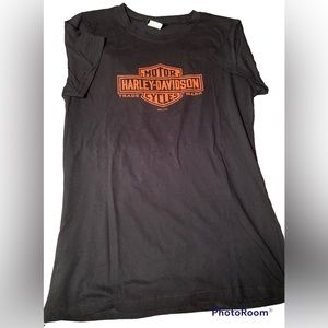 Harley Davidson black with orange logo tee shirt, XXL